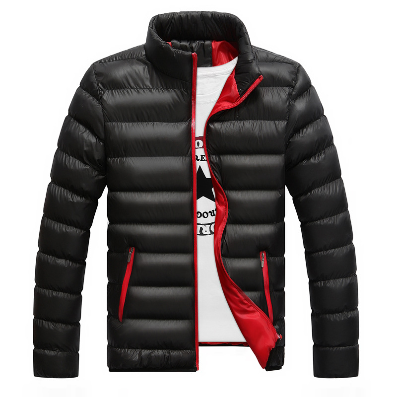 Men's Down Jacket Stand-up Collar Solid Colour Zip Cardigan_voghion.com
