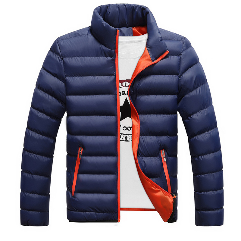 Men's Down Jacket Stand-up Collar Solid Colour Zip Cardigan_voghion.com