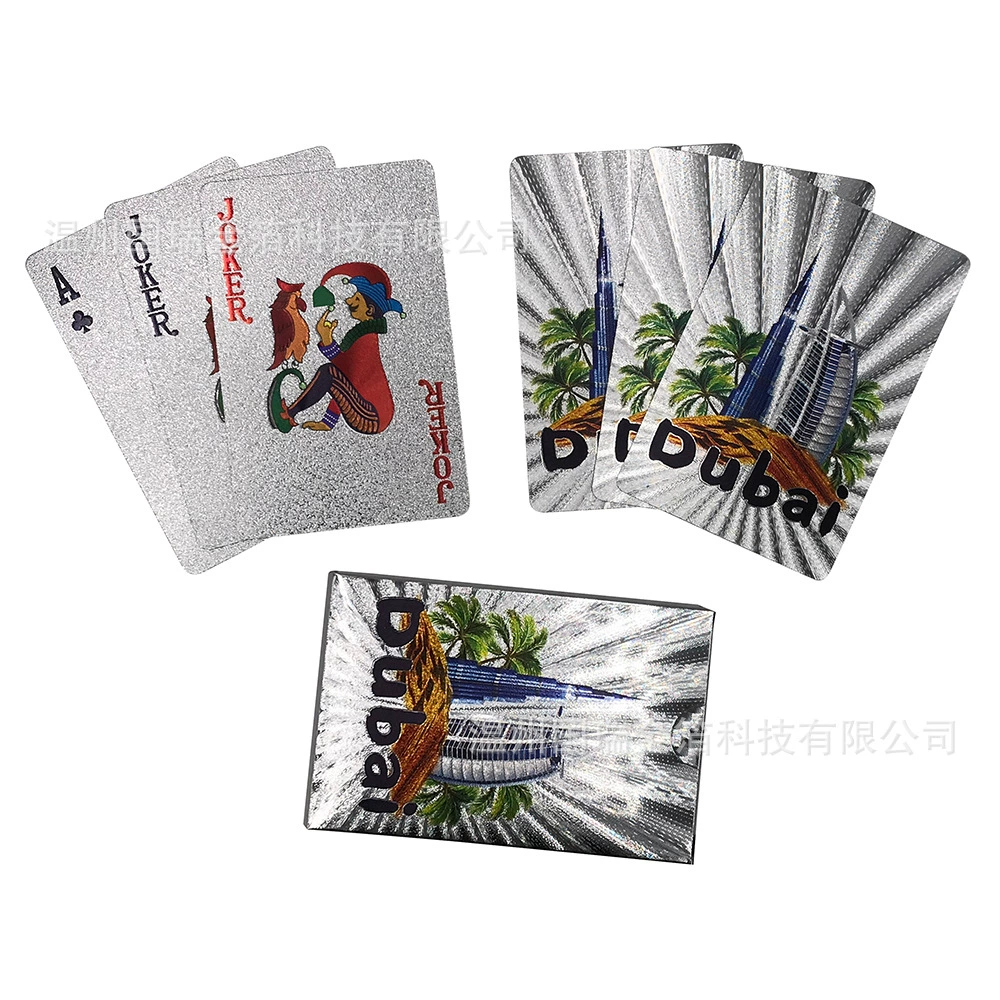 Золотая фольга Серебряная фольга Покер Дубай Внешняя торговля игральные карты Пластиковые ПЭТ водонепроницаемый покер для местных героев Золотой покер