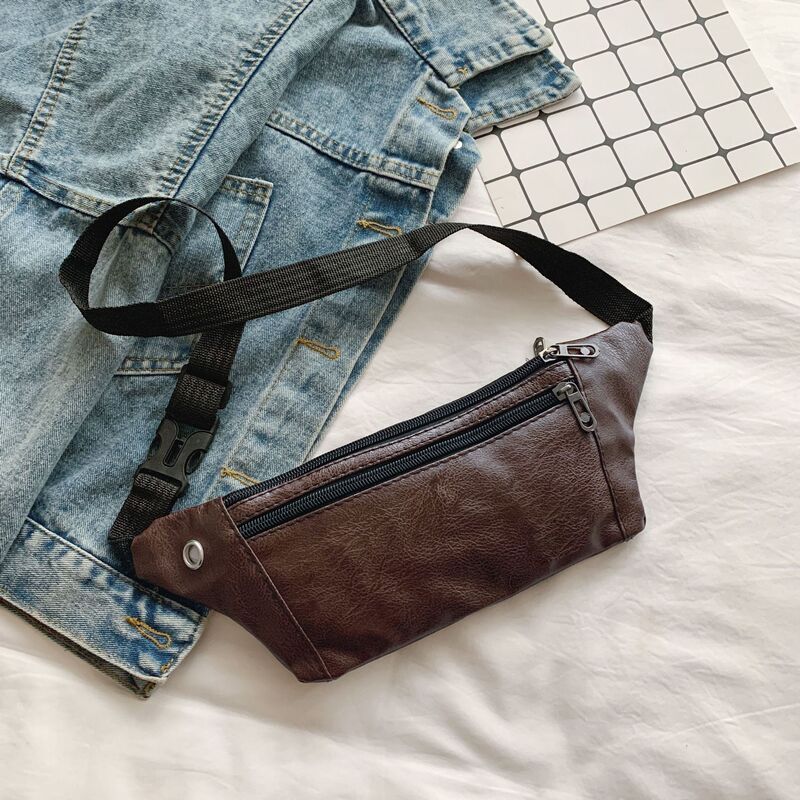 Retro Leather Waist Bag for Men, Portable Chest Bag, Casual Sports Crossbody Bag, Multifunctional Mobile Phone Bag, Small Portable Shoulder Bag