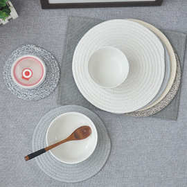 简约手工编织棉线绳杯垫加厚防烫隔热垫耐热餐桌垫杯垫碗垫子