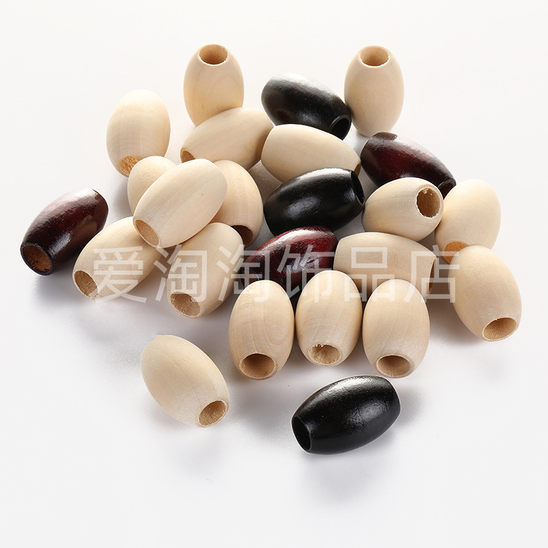 30*20MM bucket beads wear hemp rope with large hole oval wooden beads handbag backpack with original wooden beads decorative round wooden beads