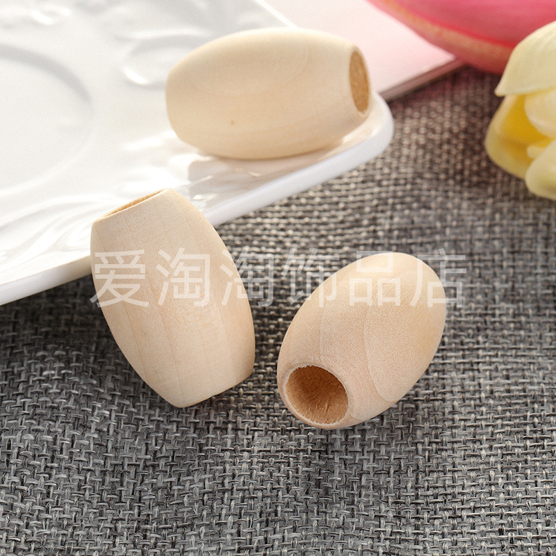 30*20MM bucket beads wear hemp rope with large hole oval wooden beads handbag backpack with original wooden beads decorative round wooden beads
