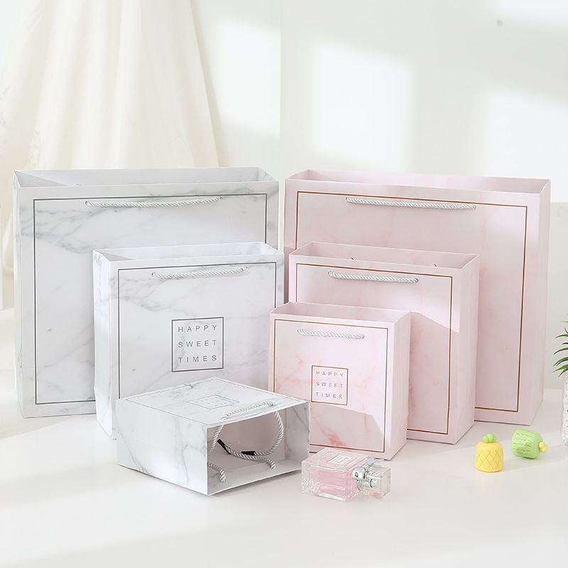 ins风礼品袋大理石纹包装袋时尚礼物袋婚庆喜糖袋 服装手提袋纸袋