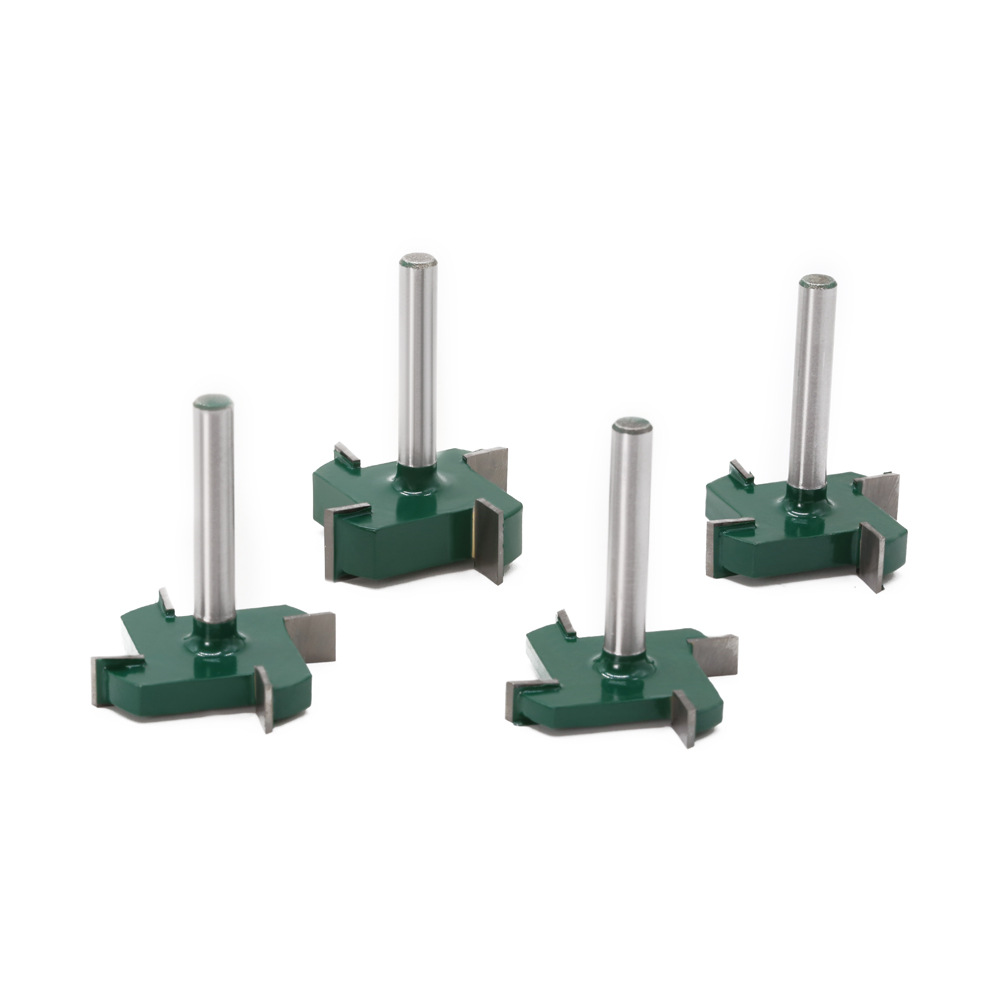 Cuchillo en T de cuatro cuchillas 1/4 Mango 6-MANGO cuchillo de ranurado cuchillo de carpintería material grado industrial cuchillo en T de cuatro dientes