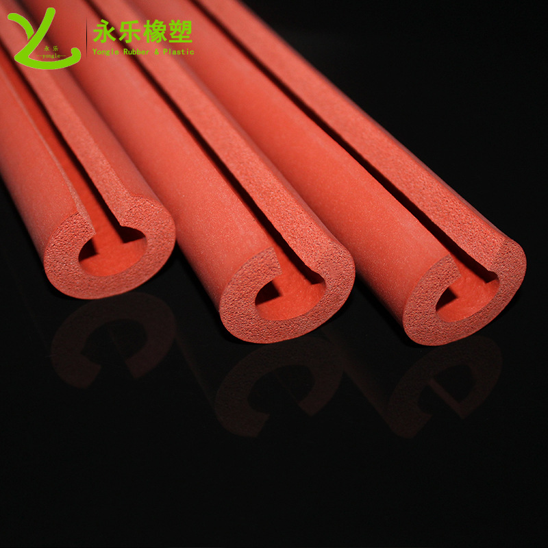 开口式保温发泡硅胶管耐高温挤出硅胶发泡管发泡海绵管密封胶条