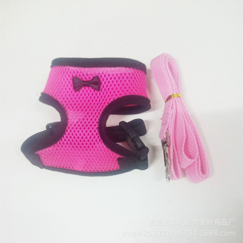 Pet Harness Style Cat Dog Breathable Chicken Duck Fashion Mesh Pet Harness Set with Bow Tie Pet Harness with Lead