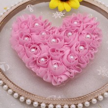 金太阳花边童装粉色玫瑰花立体花朵娃衣手工珍珠桃心礼服立体花
