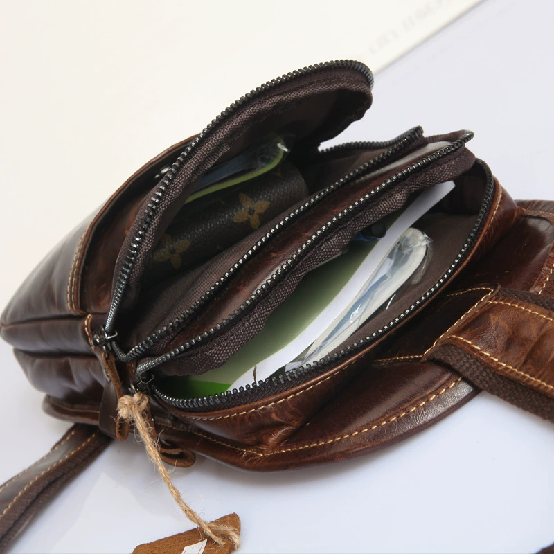 Chest bag for leisure, leather one-shoulder bag, shoulder bag, genuine leather