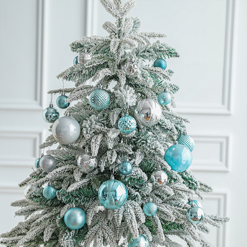 Hong Kong Heng Bola de Navidad decoración bola colgante azul resalte pintado en caja bola 34 Paquete de decoración de árbol de Navidad decoración colgante
