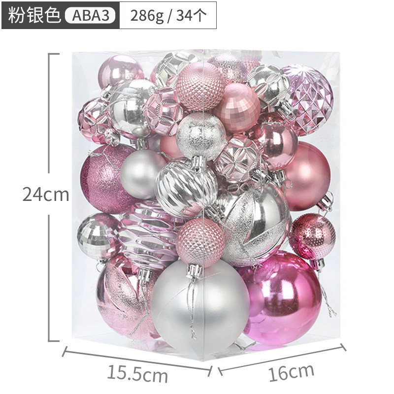 Hong Kong Heng Bola de Navidad decoración bola colgante azul resalte pintado en caja bola 34 Paquete de decoración de árbol de Navidad decoración colgante