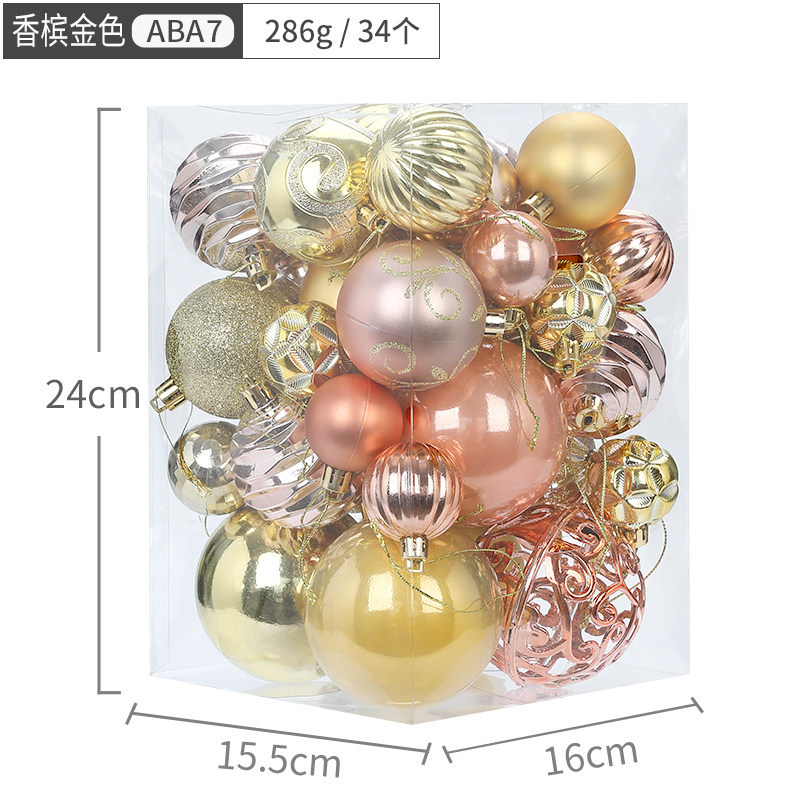 Hong Kong Heng Bola de Navidad decoración bola colgante azul resalte pintado en caja bola 34 Paquete de decoración de árbol de Navidad decoración colgante