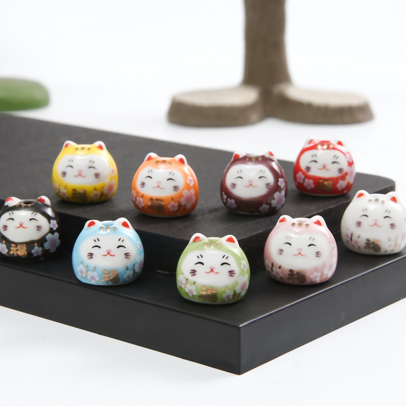 Japanese Style Painted Lucky Cat Car Hanging Decorative Bag Keychain Pendant Creative Home Opening Jewelry