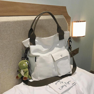 Capacious shoulder bag, handheld cloth bag, one-shoulder bag, Korean style