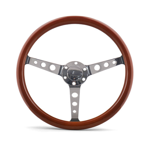Car modification 15-inch 380MM solid wood steering wheel 6-hole peach wood vintage steering wheel electroplated bracket
