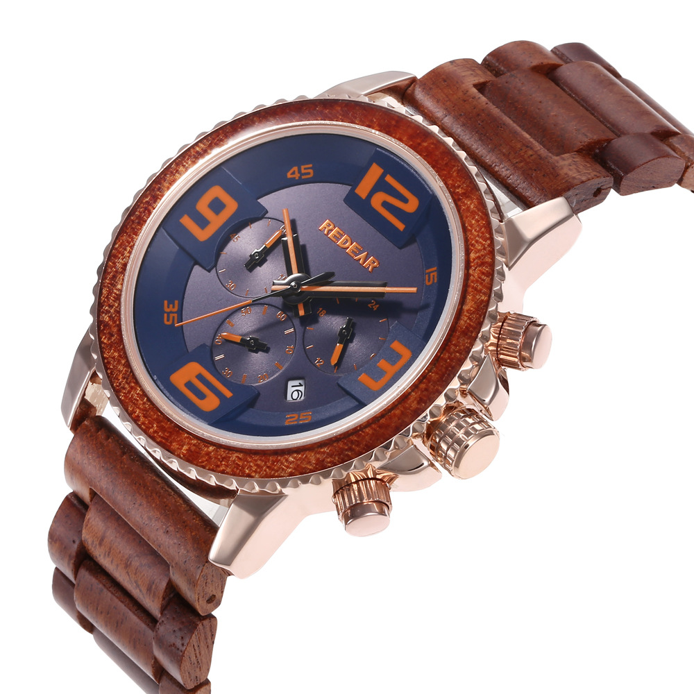 REDEAR Foreign Trade Large Dial Waterproof Quartz Watch Large Digital Time Display Wooden Watch