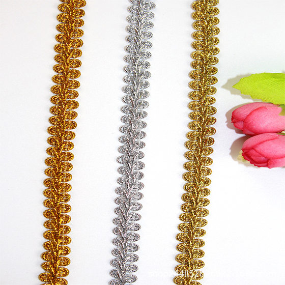 Yiwu financial accessories wholesale curtain lace gold and silver lace ethnic clothing accessories golden lace
