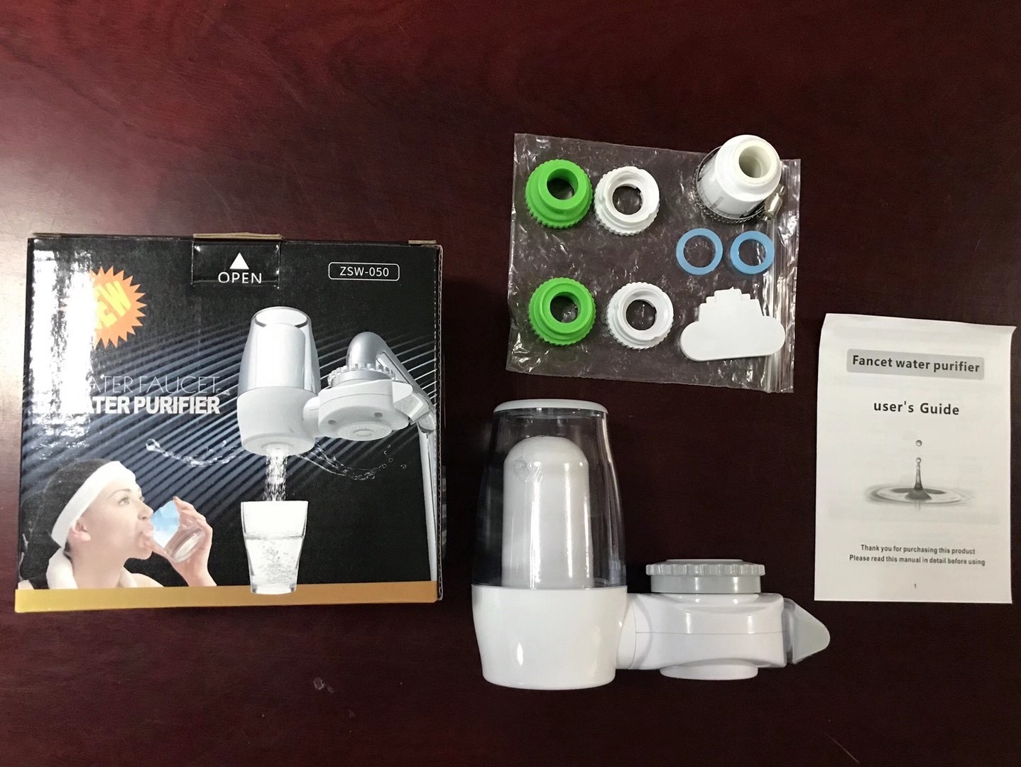 Todos los nuevos ventana transparente grifo de la cocina purificador de agua doméstica nivel frontal 7 filtro purificador de agua del grifo potable no directa