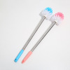 Color handle steel pipe put the toilet brush plastic round head toilet cleaning toilet, stainless steel sanitary brush cleaning supplies