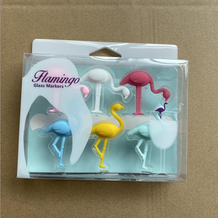 Creativo Flamingo vidrio de vino marcador de silicona animal partido reconocedor de vidrio de vino beber marcador
