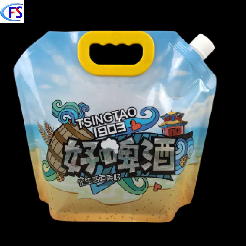 Supply 2L beer packaging portable draft beer packaging large diameter Sanda beer lemon tea beverage packaging bag