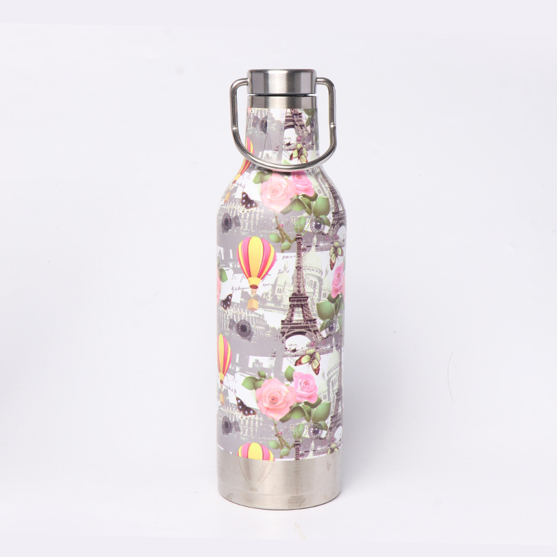 Venta caliente 304 taza de vacío de acero inoxidable arte espíritu empresarial impresión conveniente taza de vacío deportes taza al aire libre con mango