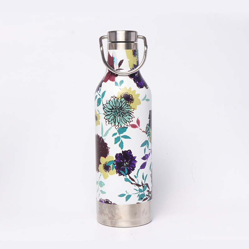 Venta caliente 304 taza de vacío de acero inoxidable arte espíritu empresarial impresión conveniente taza de vacío deportes taza al aire libre con mango