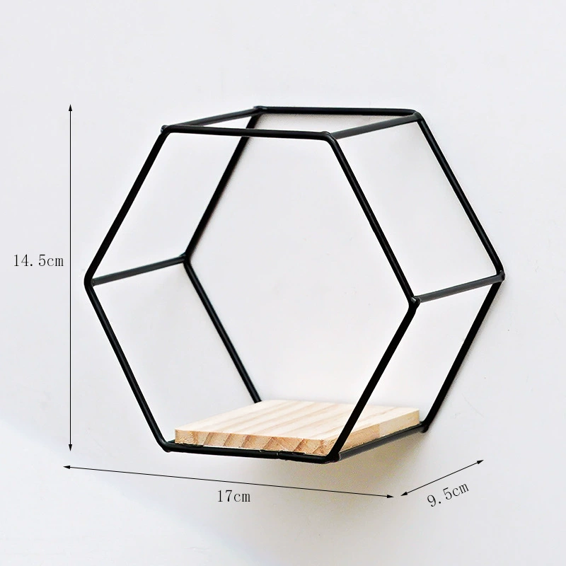 Wall storage rack hexagonal, no‑punch metal hanging shelves, modular single & multi‑unit combinations
