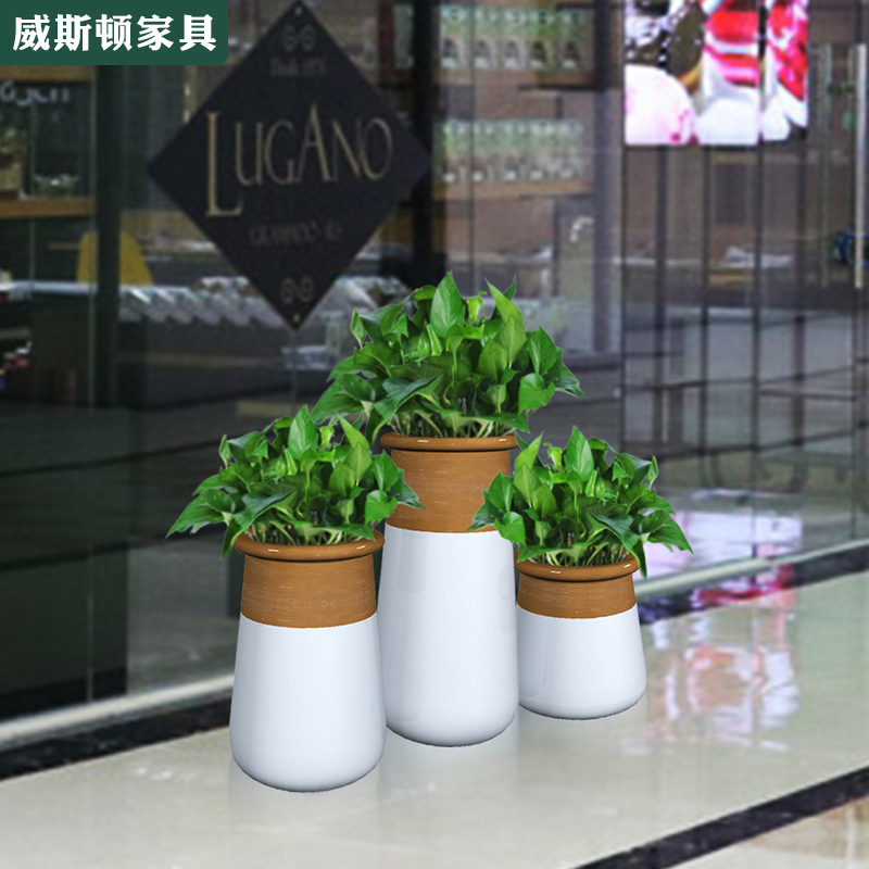 Fiberglass Flower Pots, Shopping Mall Floor-Standing Flower Vases, Outdoor Garden Landscape Flower Beds, Flower Boxes, Flower Pots, Floor-Standing Style