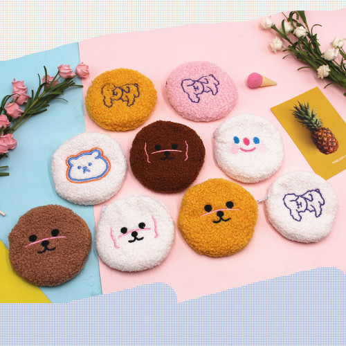 Korean cute ins coin purse plush cosmetic bag cloud smiley bear wash clutch bag makeup storage bag