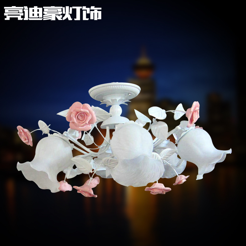 厂家批发创意田园花吊灯 客厅卧室铁艺灯饰 花草吊灯中山灯饰