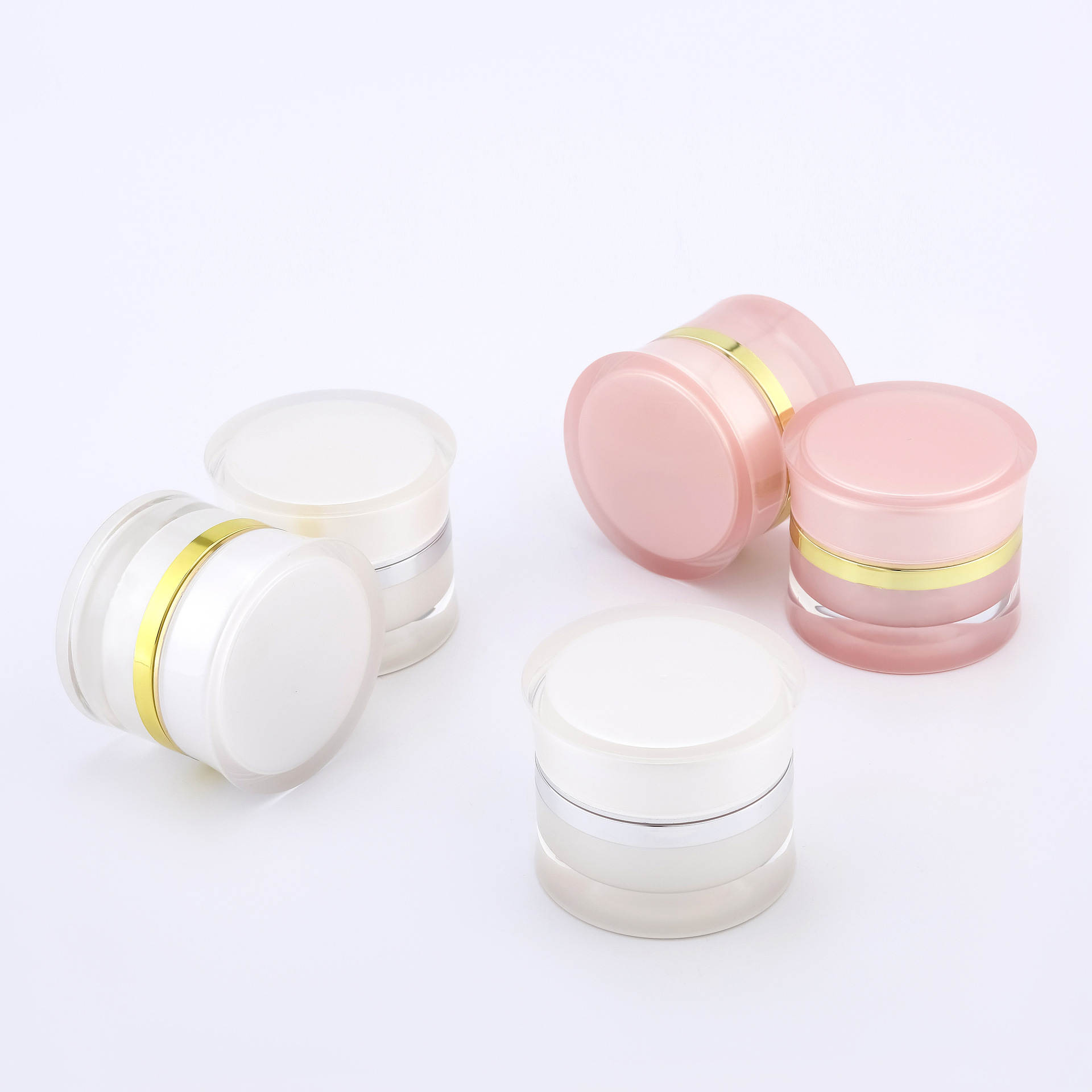 化妆品塑料烫金螺纹带盖注塑瓶 便携小样瓶膏霜瓶 喷涂加工