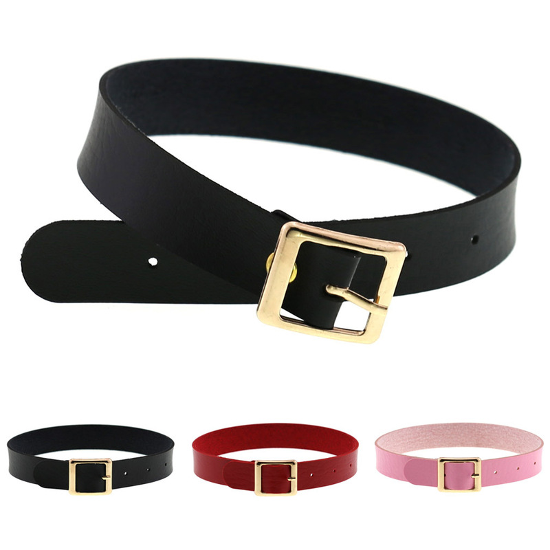 Factory Direct Sales Harajuku Punk Rock Pu Leather Collar Women's Neckband Personalized Gold Buckle Head Clavicle Neck Collar Necklace Factory Direct Sales Harajuku Punk Rock Pu Leather Collar Women's Neckband Personalized Gold Buckle Head Clavicle Neck Collar Necklace