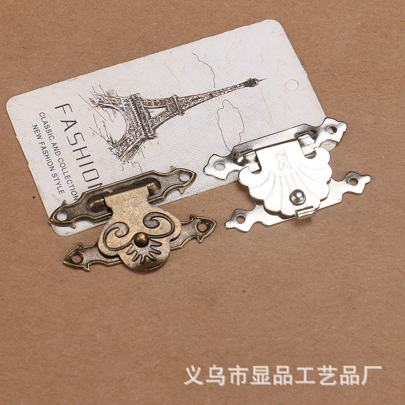 厂家供应包装盒五金扣小花扣木盒礼品盒锁扣铁盒扣