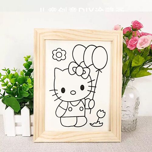 Direct selling children's coloring DIY hand-painted graffiti coloring wood frame painting coloring painting watercolor painting graffiti painting