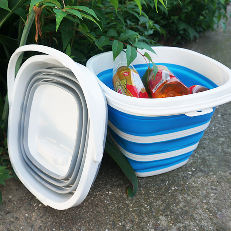 折りたたみプラスチックバレルハンドル付き10リットルポータブル洗浄バレル折りたたみバケツ多目的ペット洗浄バレル