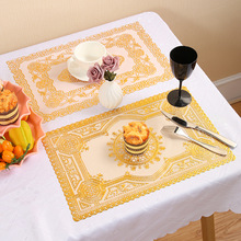 欧式简约pvc烫金餐垫杯垫 圆形桌垫烫银餐桌垫防水防滑西餐垫批发