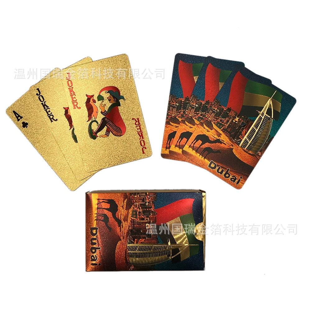 Покер из золотой фольги Дубай Внешняя торговля игральные карты из золотой фольги ПЭТ водонепроницаемый покер для местных героев золотой покер