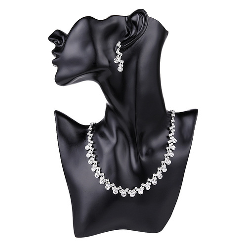European and American jewelry wedding accessories two-piece set bridal silver-plated claw chain rhinestone set necklace earrings bracelet N5664