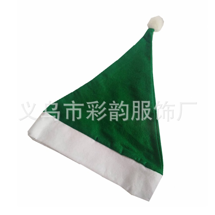 Fabricante directo de no tejido común verde sombrero de Navidad de varios colores Santa sombrero puede imprimir logotipo