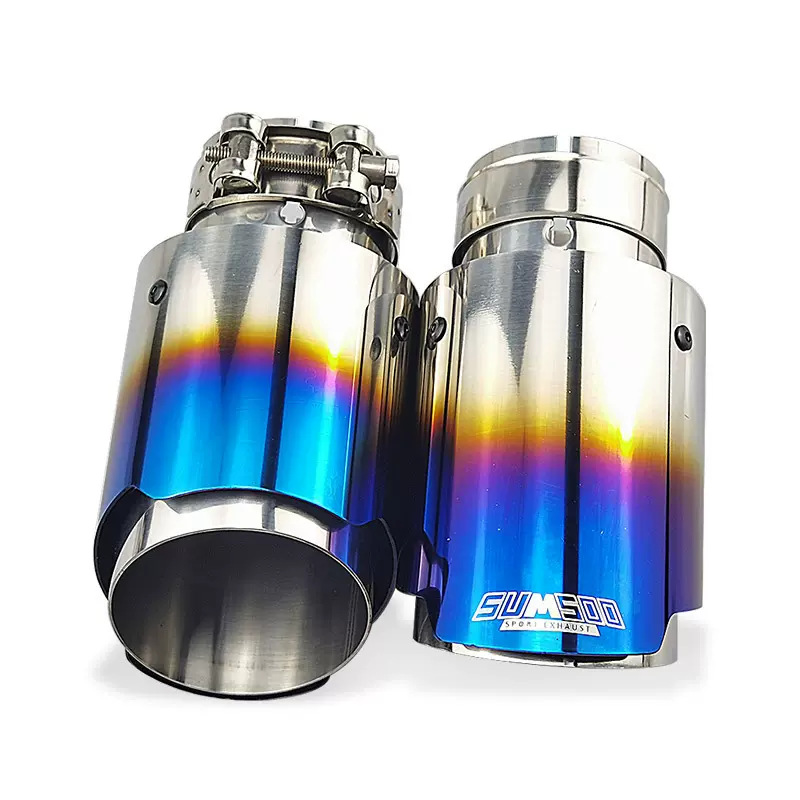 不锈钢排气管 尾喉厂家直销单出直边款烤蓝 汽车改装通用排气尾嘴