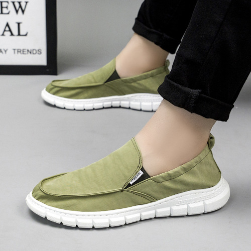 Spring and Summer New Model Fabric Shoes Korean Style One-Piece Casual Shoes Cross-Border Wholesale Flat Breathable Lightweight Fashion Match Men's Shoes