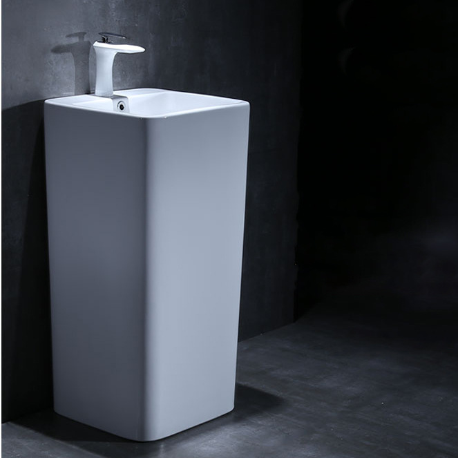 Balcón al aire libre cuenca pedestal cerámica piso integrado lavabo hotel de una sola pieza lavabo pedestal lavabo image 1