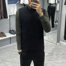 三岛假两件毛衣男2021秋冬森系衬衫领韩版修身针织衫毛线衣男士