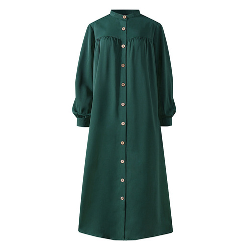 Autumn casual cardigan, Muslim women's clothing, long-sleeved, stand-collar, big-swing dress, wholesale