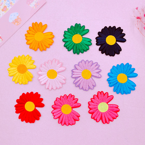 Sunflower color daisy cloth patch cross-border cartoon chrysanthemum embroidery patch hand ledger diy accessories