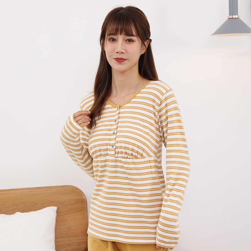 노란색과 흰색 줄무늬 상단