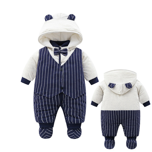 Winter clothes for newborns, padded puffy coats for babies, one-piece outfits for infants, autumn and winter thick padded warm sets, outdoor baby carrier suits