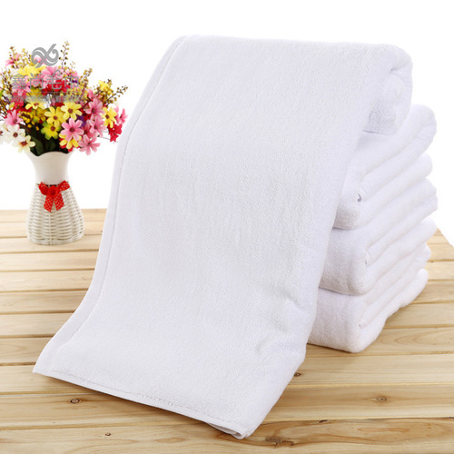 Manufacturer wholesale 1*2 meter large absorbent bath towel hotel thickened and enlarged beauty salon foreign trade pure cotton white bath towel customization