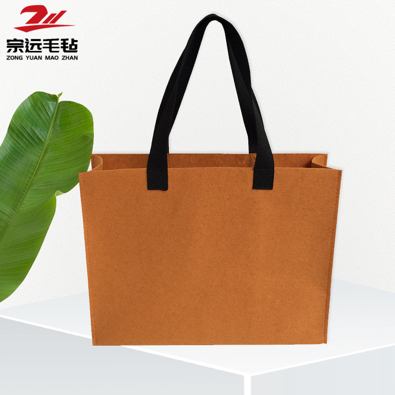 跨境直供简约时尚超市购物袋毛毡手提袋 按需批发彩色毛毡手提袋